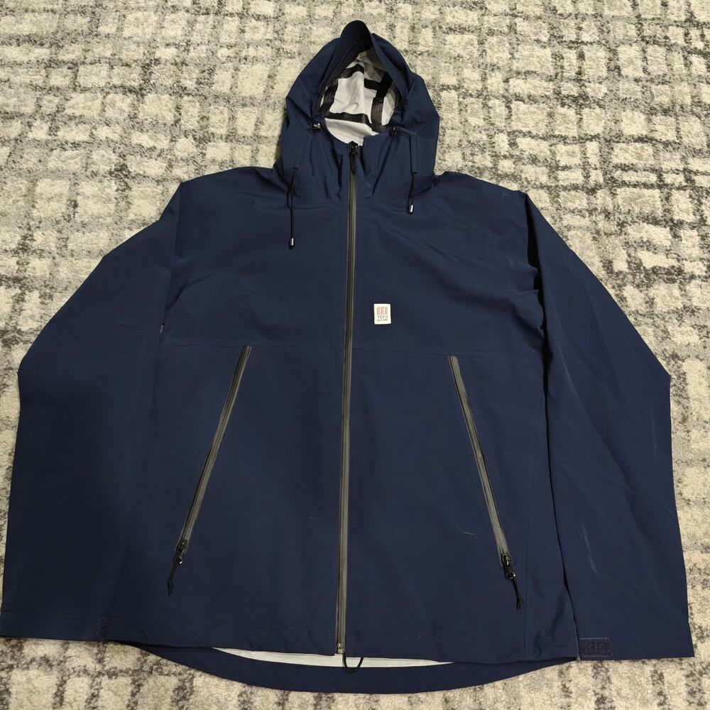 Topo Designs Waterproof Rain Jacket Men’s Large Navy Gorpcore Shell Coat